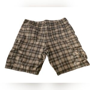 Mens Eddie Bauer‎ Brown Plaid Cargo Shorts Size 40